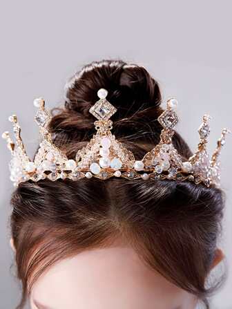 1入組女孩水晶和鑽石皇冠髮箍,適用於婚禮、花童或舞台表演