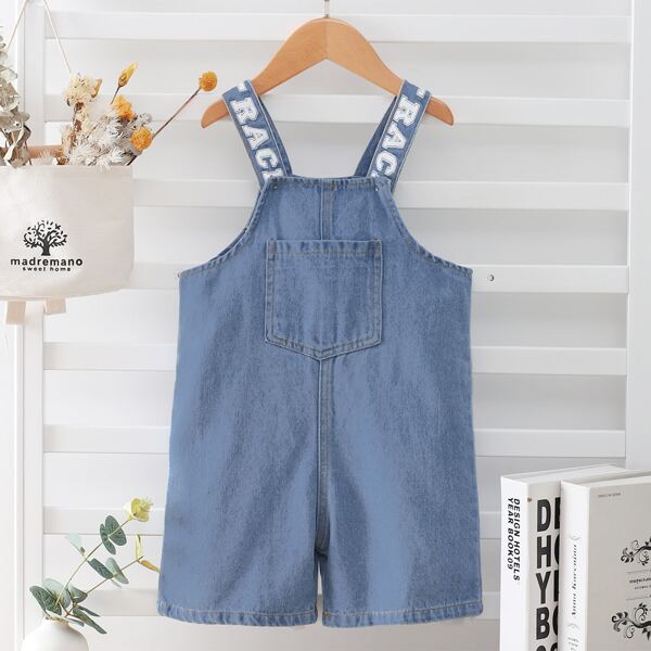 

Toddler Boys Letter Graphic Denim Overall, Light wash