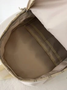 Tartan Công suất lớn Túi đi học Túi sách ngoài trời Sinh viên năm nhất Năm hai Trung học cơ sở Cao cấp Học sinh lớp trên Di động, nhẹ - Màu be - Xem 3