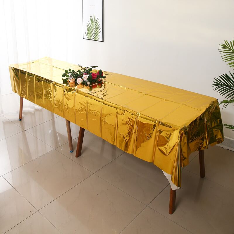 

1pc Solid Color Party Tablecloth, Gold