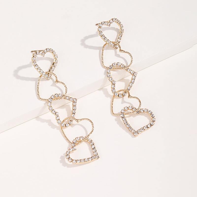 

Rhinestone Drop Earrings, Gold