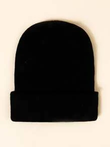 Men's Alphabet Embroidered Beanie Hat - Black - View 3