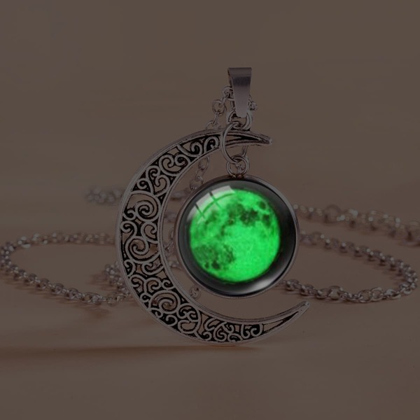 

Moon Charm Necklace, Multicolor