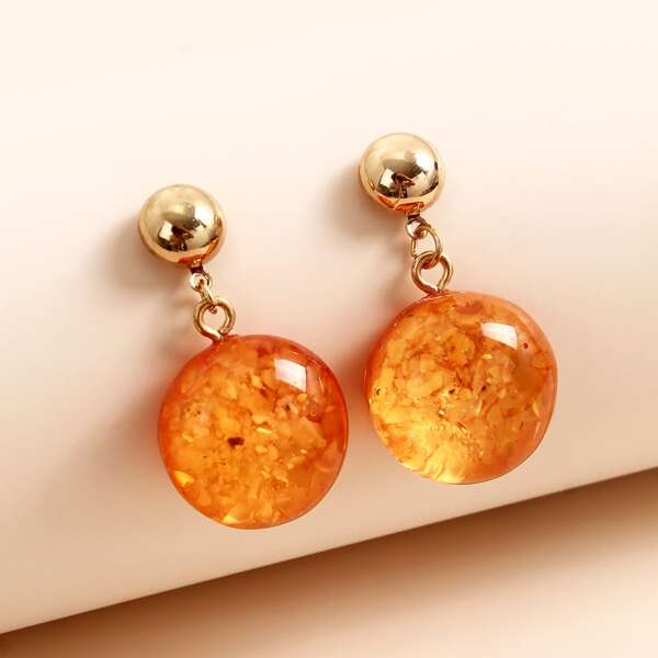 

Round Drop Earrings, Orange