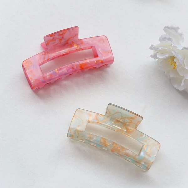 

2pcs Geometric Hair Claw, Multicolor