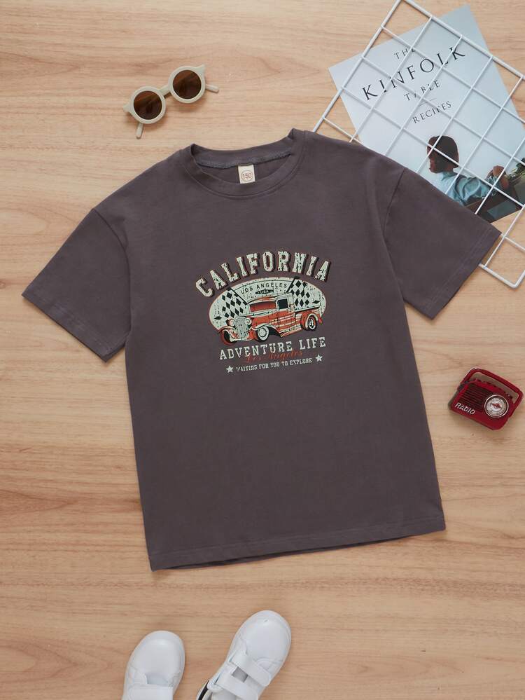 Tween Girl Letter And Car Graphic Tee