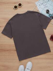 SHEIN Camiseta Gráfica Tween De Letra Y Coche Para Niñas