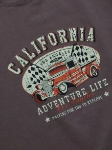 SHEIN Camiseta Gráfica Tween De Letra Y Coche Para Niñas