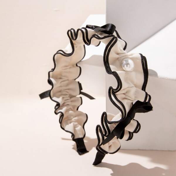 

Bow Decor Ruched Headband, White