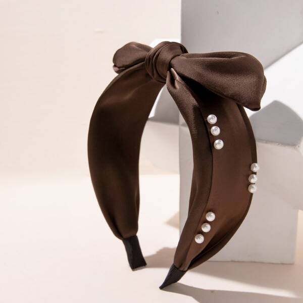

Bow Decor Headband, Coffee brown