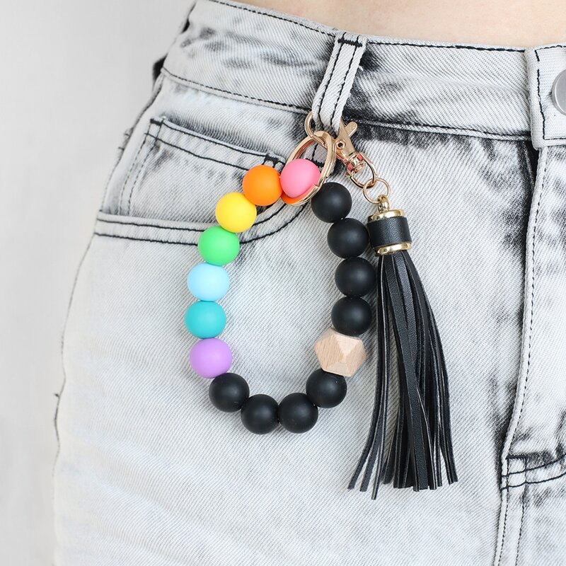 

Tassel Charm Beaded Keychain, Multicolor