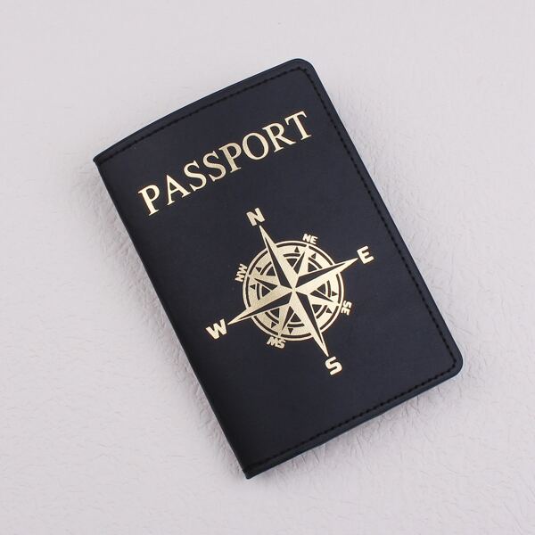 

Letter Graphic Passport Case, Black