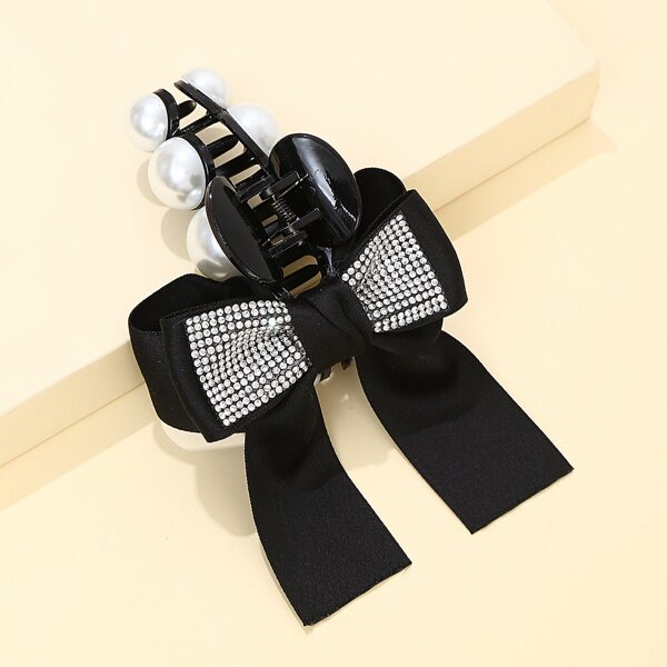 

Rhinestone Bow Decor Hair Claw, Black