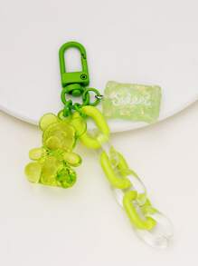 Llavero con colgante de oso de dibujos animados, accesorio de coche, llavero de mujer, dijes lindos - Verde - Ver 2