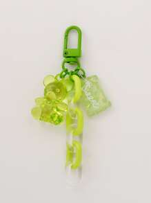 Llavero con colgante de oso de dibujos animados, accesorio de coche, llavero de mujer, dijes lindos - Verde - Ver 1