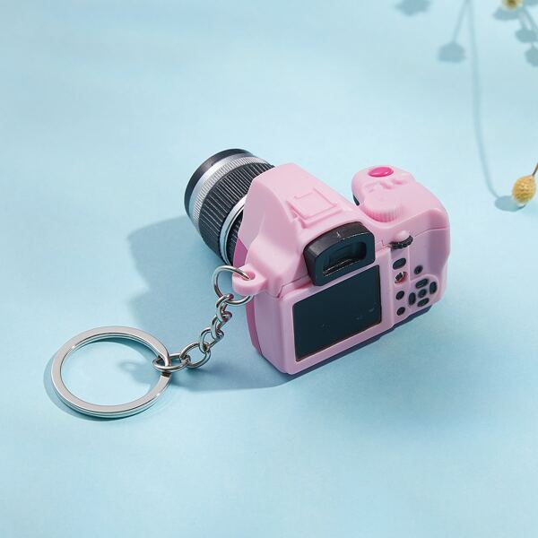 

Camera Charm Keychain, Pink