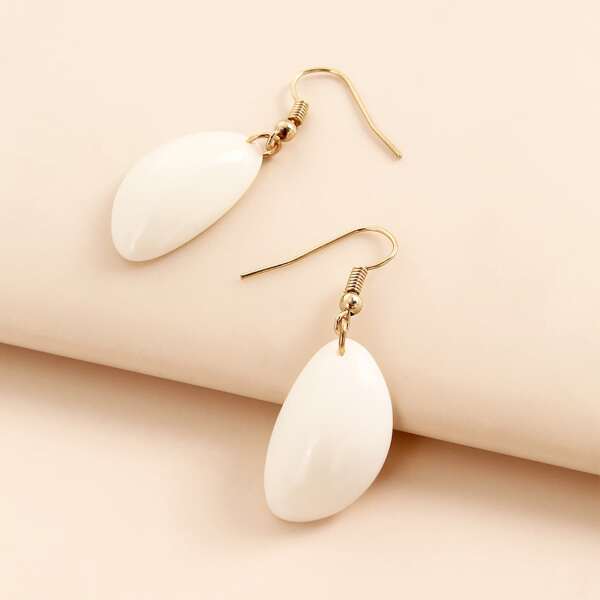 

Geometric Drop Earrings, White
