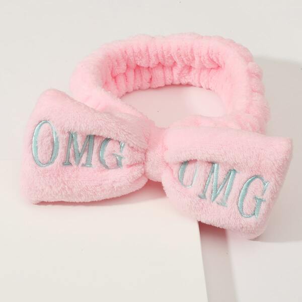 

Letter Graphic Bath Headband, Pink