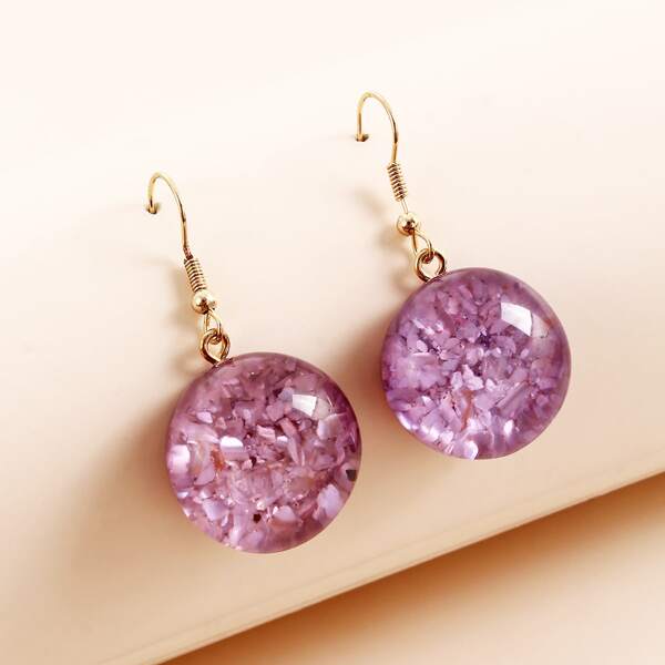 

Round Drop Earrings, Purple