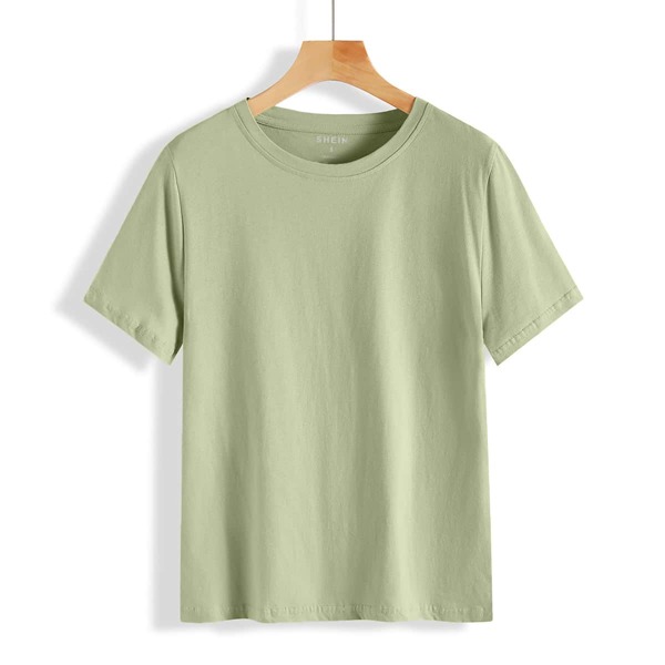 

Solid Round Neck Tee, Lime green