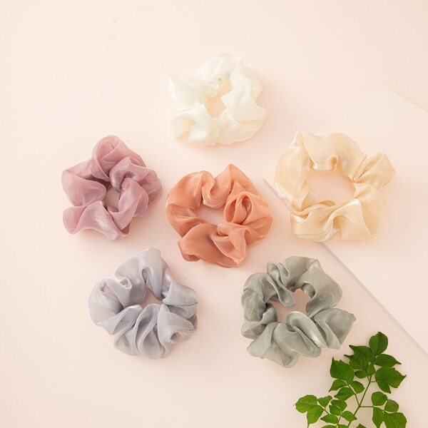 

6pcs Minimalist Solid Scrunchie, Multicolor