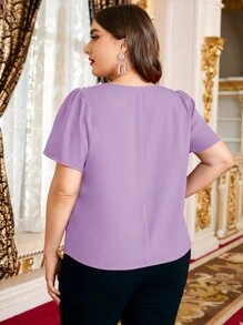 Modelyn Plus Pearl Beaded Top - Lilac Purple - View 2