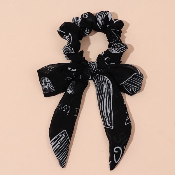 

Graphic Scarf Hair Tie, Black