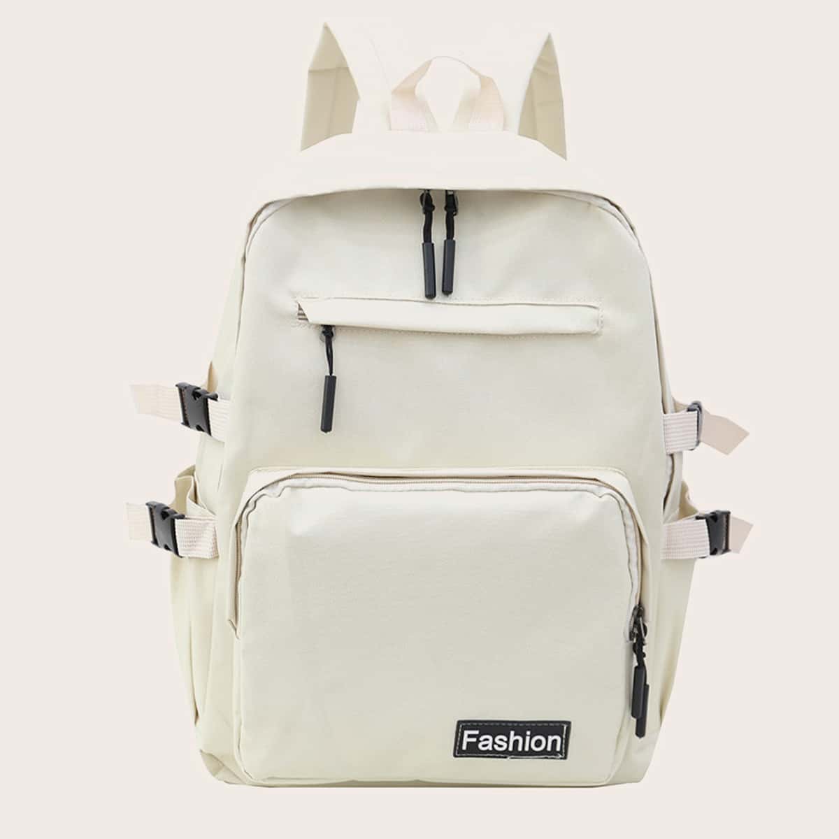 

Guys Minimalist Buckle Decor Functional Backpack, White