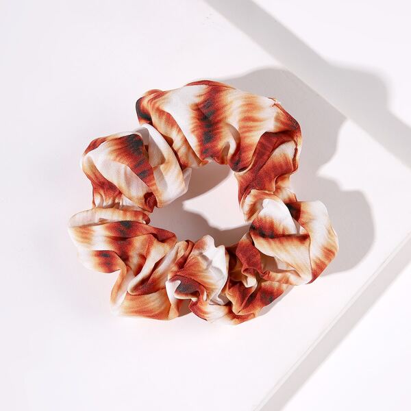 

1pc Graphic Scrunchie, Brown