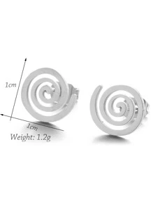 Spiral Stud Earrings - Silver - View 3