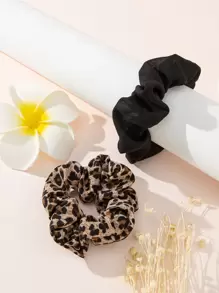 2pcs Leopard Print Scrunchie Casual Scrunchies Hair Ties Scrunchy Hair Ties, Animal Print