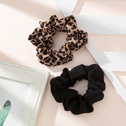 2pcs Leopard Print Scrunchie