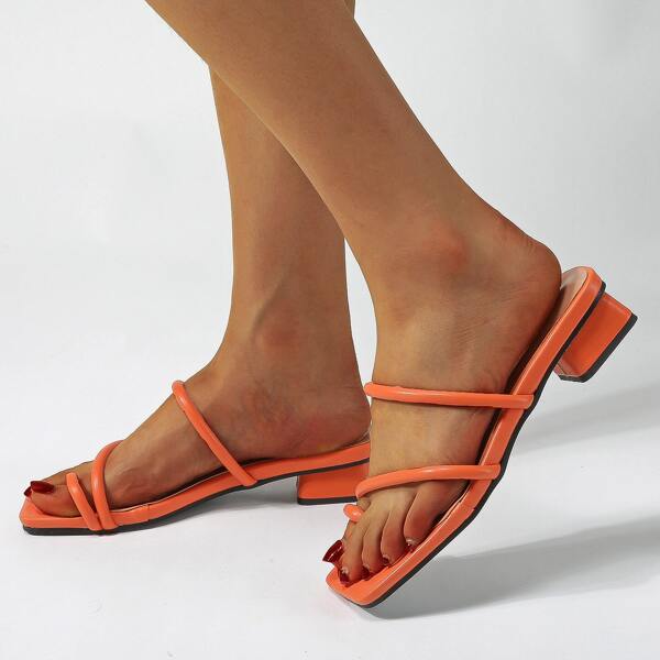 

Toe Ring Strappy Flat Sandals, Orange