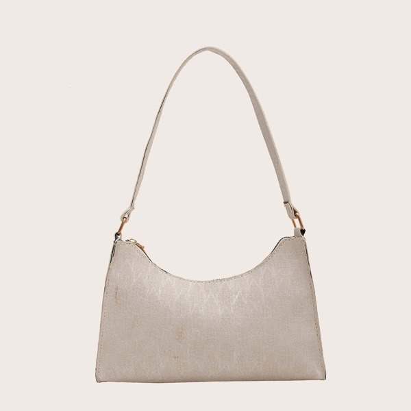 

Letter Graphic Shoulder Bag, Beige
