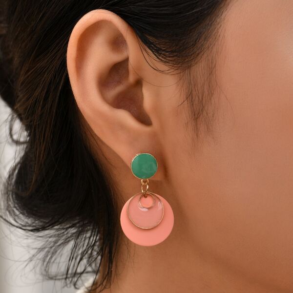 

Round Drop Earrings, Pink