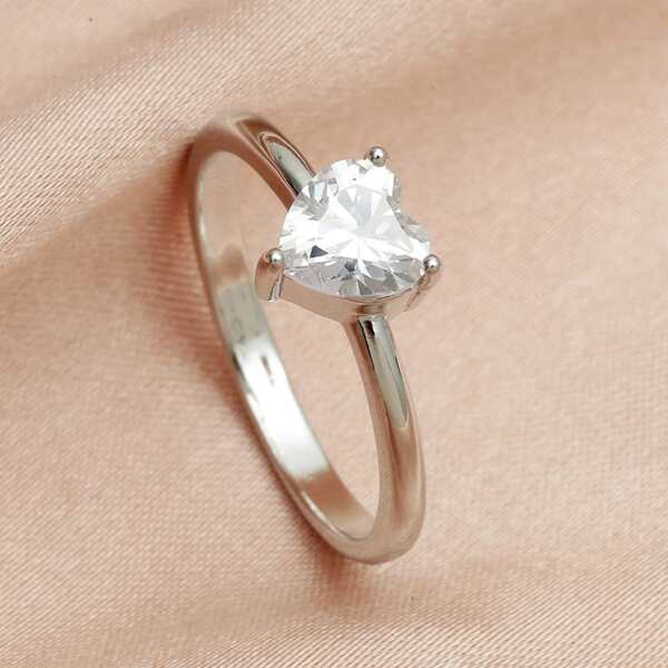 

Heart Zircon Decor Ring, Silver