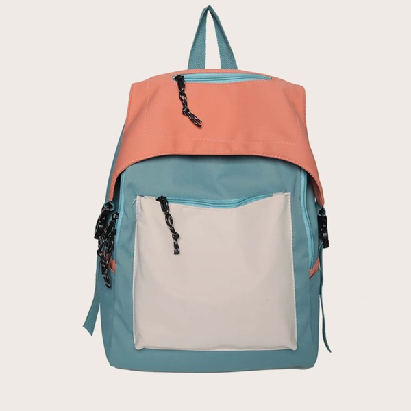 

Colorblock Doll Decor Flap Backpack, Multicolor