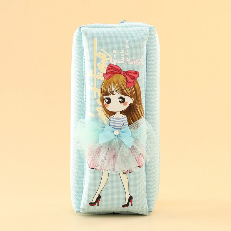

Cartoon Girl Pencil Case, Mint blue