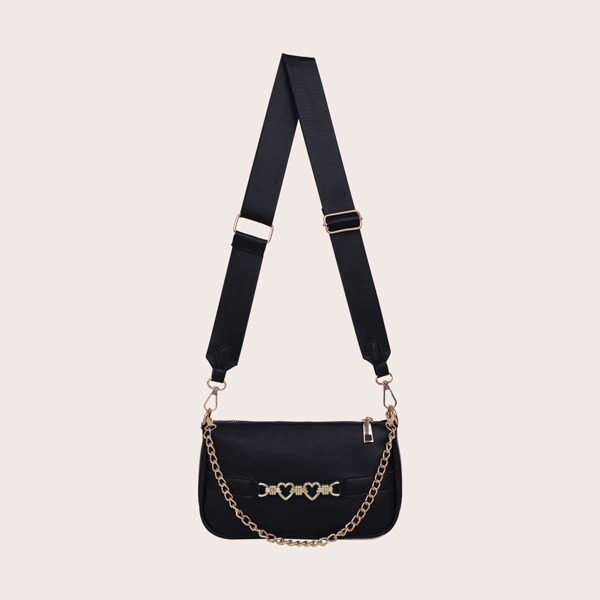 

Chain Decor Square Bag, Black