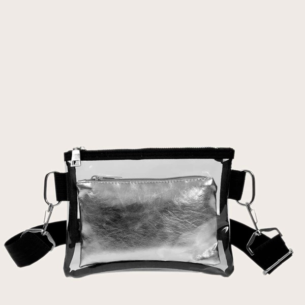 

Contrast Binding Square Bag With Inner Pouch, Black