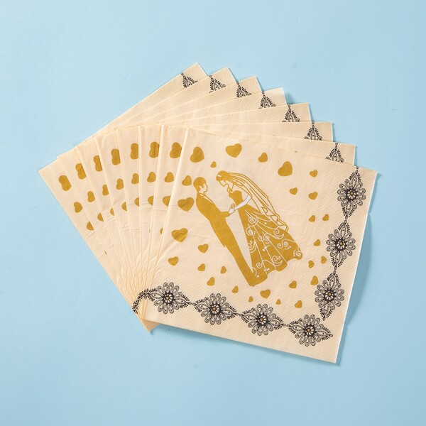 

20pcs Wedding Party Paper Napkin, Multicolor