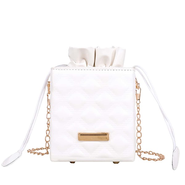

Mini Drawstring Design Box Bag, White