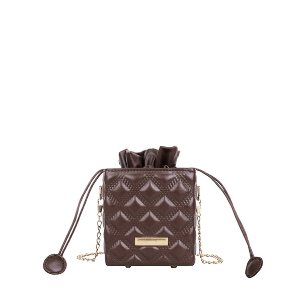 

Mini Drawstring Design Box Bag, Coffee brown