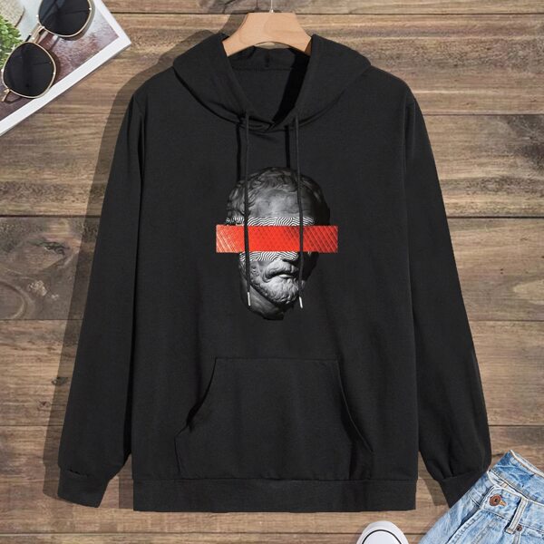 

Men Figure Graphic kangaroo Pocket Hoodie, Black