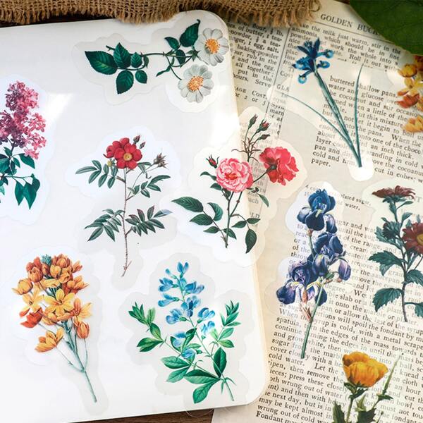 

40шт DIY Наклейка со случайным рисунком растений, Многоцветный