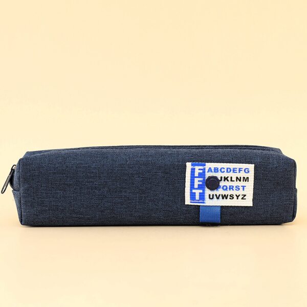 

1pc Alphabet Print Pencil Bag, Navy blue