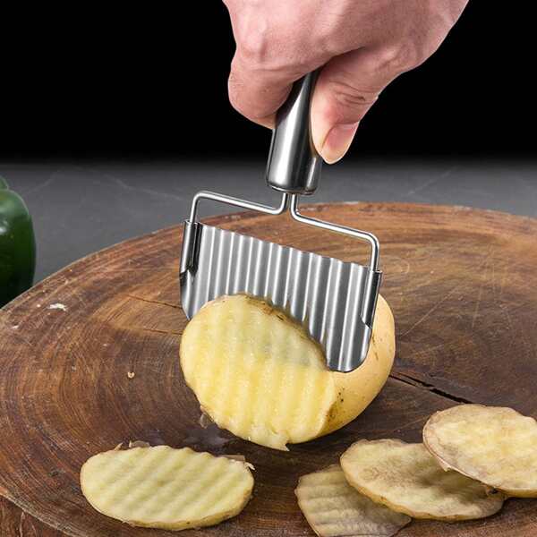 

1pc Potato Wave Cutter, Silver