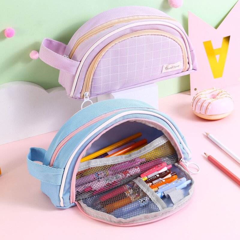 

1pc Random Plaid Pencil Case, Multicolor