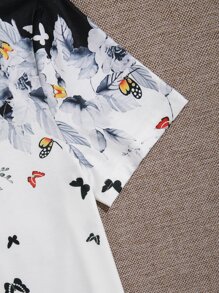 SHEIN LUNE Áo thun Plus size Thú vật Hoa Giải trí - trắng - Xem 4