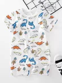 Baby Boy Cartoon Graphic Tee Romper - Multicolor - View 1